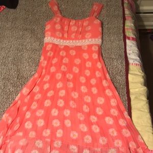 Peach floral kids dress